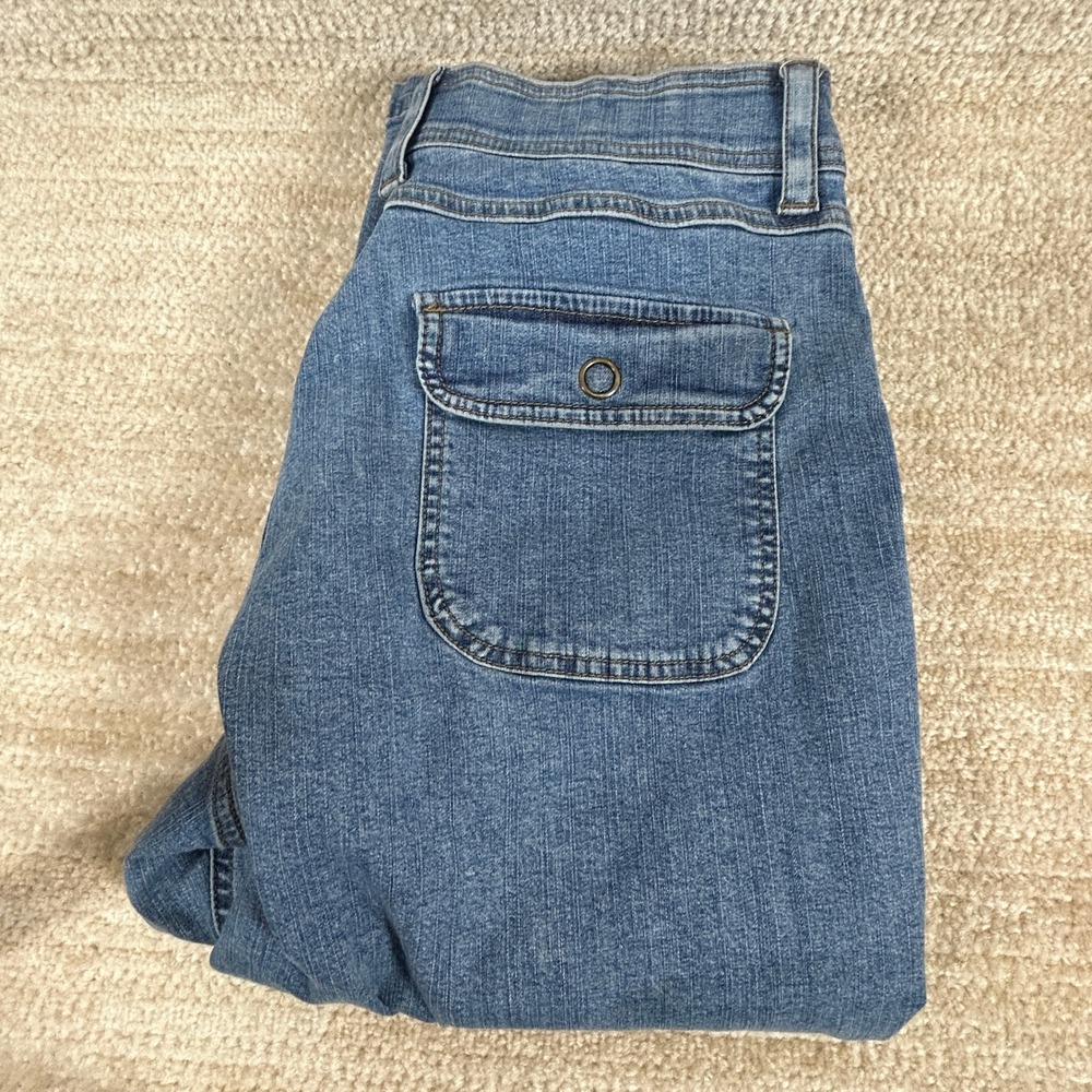 Riders by Lee Womens Y2K Gorpcore Stretch Denim Patch Pocket Capris Blue 14M